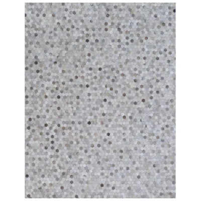 Exquisite Rugs Mosaic Leather Geometric Handmade Silver Area Rug