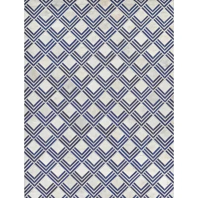 Exquisite Rugs Natural Hide Hand Tufted Leather Hide Area Rug In Blue