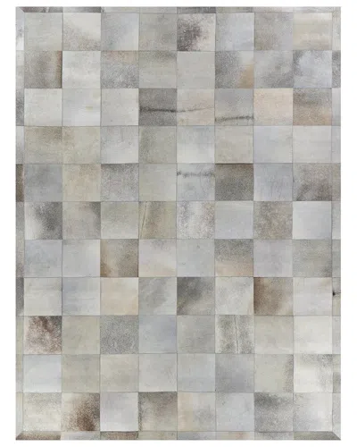 Exquisite Rugs Natural Hide Hand-loomed Rug In Silver