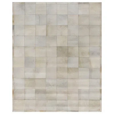 Exquisite Rugs Natural Hide Hand Stitched Leather Hide On Felt White Area Rug