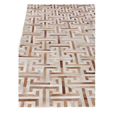 Exquisite Rugs Natural Hide Hand-tufted Leather Hide Ivory/beige/multi Area Rug In Brown