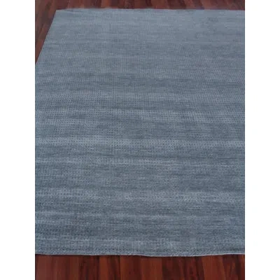 Exquisite Rugs New Zealand Wool Striped Hand-loomed Denim Blue Area Rug