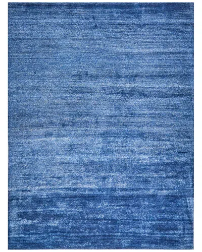 Exquisite Rugs Plush Hand Knotted Bamboo Silk/wool Area Rug In Blue