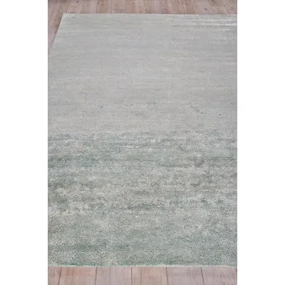 Exquisite Rugs Plush Hand-knotted Wool/viscose Gray Area Rug In Gray,blue