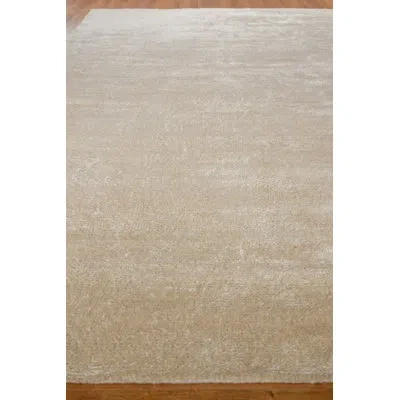 Exquisite Rugs Plush Hand-knotted Wool/viscose Ivory Area Rug
