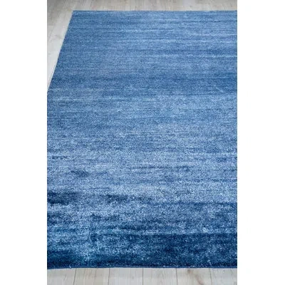 Exquisite Rugs Plush Hand-knotted Wool/viscose Navy Area Rug