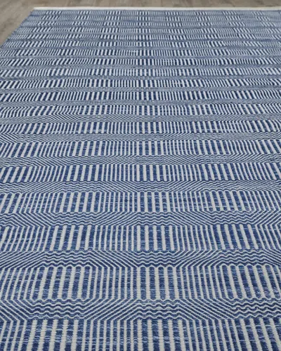 Exquisite Rugs Poff Indoor/outdoor Flat-weave Rug, 9' X 12' In Blue, Ivory