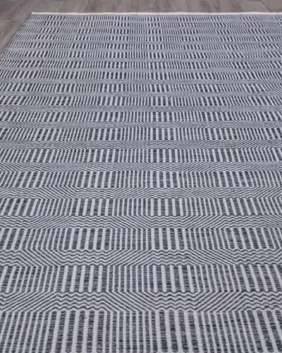 Exquisite Rugs Poff Indoor/outdoor Flat-weave Rug, 9' X 12' In Charcoal, Ivory