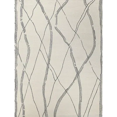 Exquisite Rugs Rectangle Hand Tufted Wool Area Rug In Ivory,black