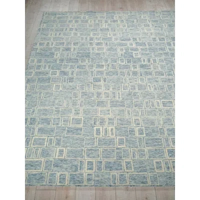 Exquisite Rugs Soho Rectangle Hand Tufted Wool Area Rug In Blue,ivory