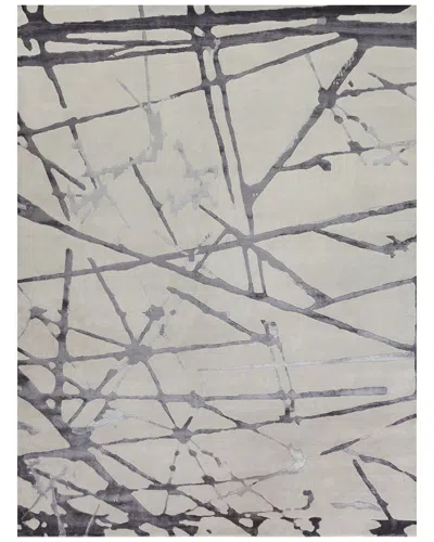 Exquisite Rugs Space Age Hand Knotted Wool/bamboo Silk Area Rug In Gray