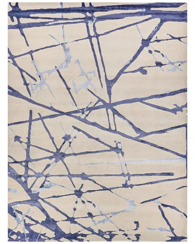 Exquisite Rugs Space Age Hand-knotted Wool/bamboo Silk Area Rug In Neutral