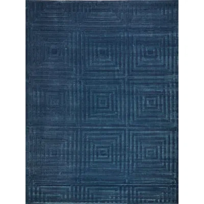 Exquisite Rugs Tovello Modern Handmade Silky Nylon Navy Area Rug