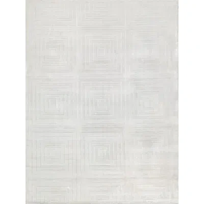Exquisite Rugs Tovello Modern Handmade Silky Nylon White Area Rug
