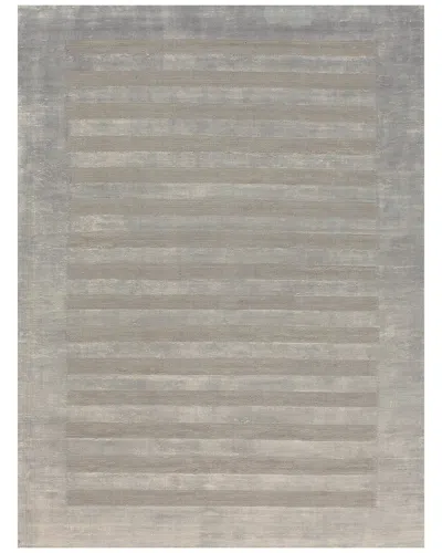 Exquisite Rugs Wide Stripe Hand Loomed Area Rug In Gray