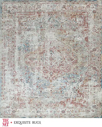 Exquisite Rugs X The Met Antique Loom Rust & Light Blue Rug, 3' X 12' In Rust/light Blue