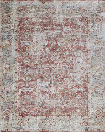 Exquisite Rugs X The Met Antique Loom Rust/blue Polyester Powerloom Area Rug In Pink