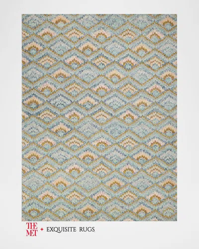 Exquisite Rugs X The Met Bargello Hand-tufted Light Blue Multi Rug, 10' X 14' In Light Blue/multi