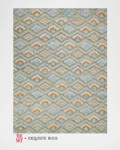 Exquisite Rugs X The Met Bargello Hand-tufted Light Blue Multi Rug, 12' X 15' In Light Blue/multi