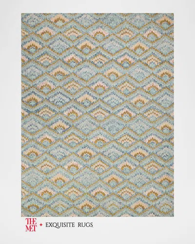 Exquisite Rugs X The Met Bargello Hand-tufted Light Blue Multi Rug, 5' X 8' In Light Blue/multi