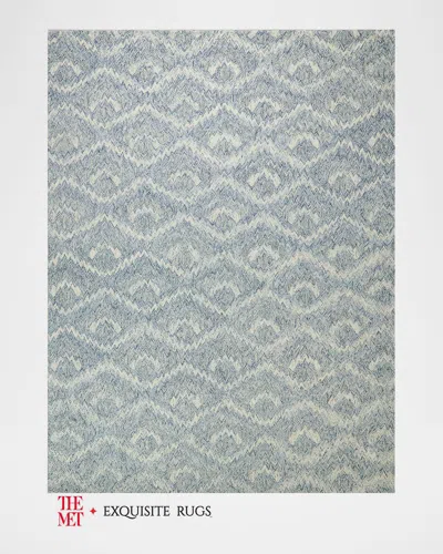Exquisite Rugs X The Met Bargello Hand-tufted Light Blue Rug, 12' X 15'
