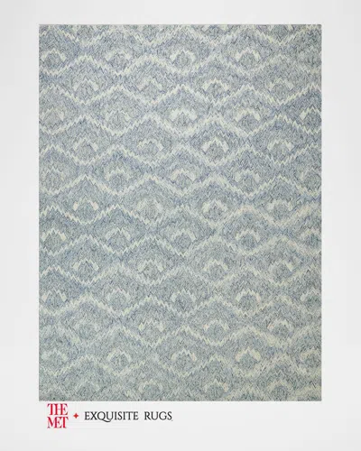 Exquisite Rugs X The Met Bargello Hand-tufted Light Blue Rug, 9' X 12'