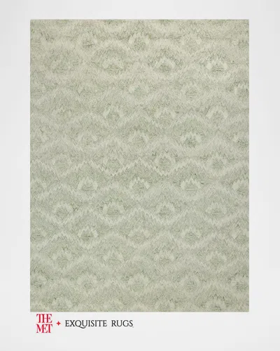 Exquisite Rugs X The Met Bargello Hand-tufted Light Green Rug, 10' X 14'