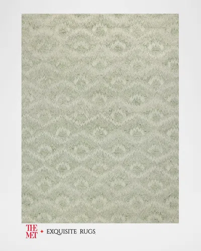 Exquisite Rugs X The Met Bargello Hand-tufted Light Green Rug, 5' X 8'