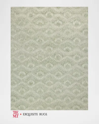 Exquisite Rugs X The Met Bargello Hand-tufted Light Green Rug, 6' X 9'