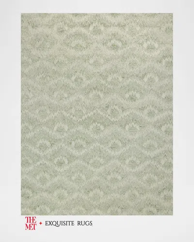 Exquisite Rugs X The Met Bargello Hand-tufted Light Green Rug, 8' X 10'