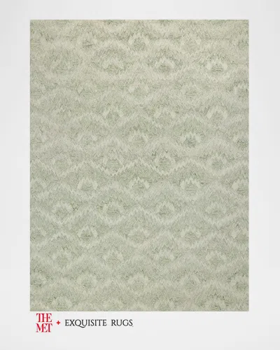 Exquisite Rugs X The Met Bargello Hand-tufted Light Green Rug, 9' X 12'