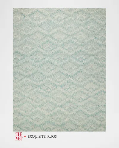 Exquisite Rugs X The Met Bargello Hand-tufted Turquoise Rug, 12' X 15'