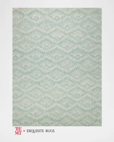 Exquisite Rugs X The Met Bargello Hand-tufted Turquoise Rug, 5' X 8'