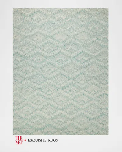 Exquisite Rugs X The Met Bargello Hand-tufted Turquoise Rug, 8' X 10'