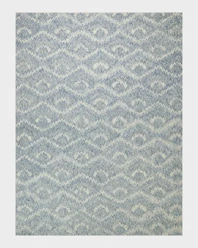 Exquisite Rugs X The Met Bargello Light Blue New Zealand Wool Hand-tufted Area Rug