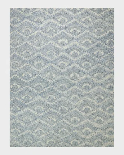 Exquisite Rugs X The Met Bargello Light Blue New Zealand Wool Hand-tufted Area Rug