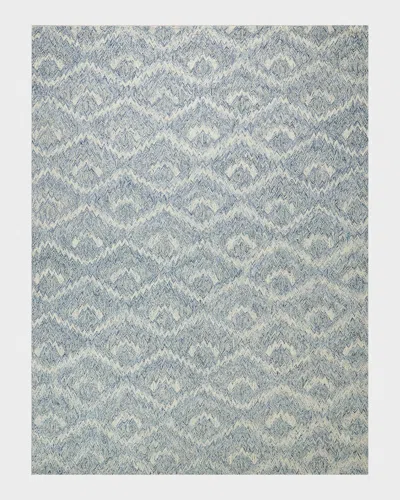 Exquisite Rugs X The Met Bargello Light Blue New Zealand Wool Hand-tufted Area Rug