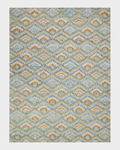 Exquisite Rugs X The Met Bargello Light Blue/multi New Zealand Wool Hand-tufted Area Rug