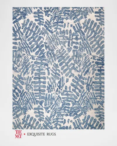Exquisite Rugs X The Met Botanica Hand-tufted Blue/ivory Rug, 5' X 8'