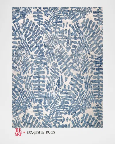 Exquisite Rugs X The Met Botanica Hand-tufted Blue/ivory Rug, 6' X 9'