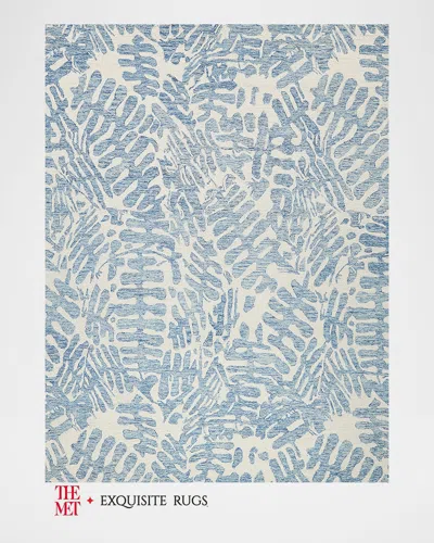 Exquisite Rugs X The Met Botanica Hand-tufted Light Blue/ivory Rug, 10' X 14'