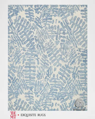 Exquisite Rugs X The Met Botanica Hand-tufted Light Blue/ivory Rug, 5' X 8'