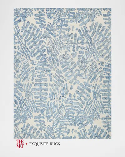 Exquisite Rugs X The Met Botanica Hand-tufted Light Blue/ivory Rug, 6' X 9'