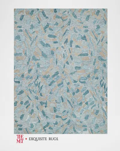 Exquisite Rugs X The Met Botanica Hand-tufted Turquoise Rug, 10' X 14' In Turquoise/ivory/multi