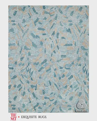 Exquisite Rugs X The Met Botanica Hand-tufted Turquoise Rug, 5' X 8' In Turquoise/ivory/multi