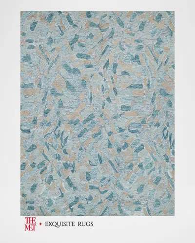 Exquisite Rugs X The Met Botanica Hand-tufted Turquoise Rug, 6' X 9' In Turquoise/ivory/multi