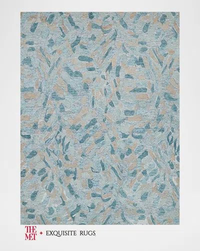 Exquisite Rugs X The Met Botanica Hand-tufted Turquoise Rug, 9' X 12' In Turquoise/ivory/multi