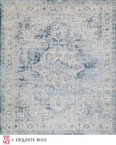 Exquisite Rugs X The Met Vintage Loom Beige, Cream & Blue Rug, 12' X 15' In Blue/beige