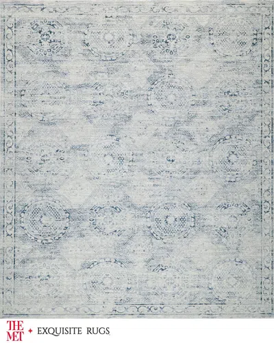 Exquisite Rugs X The Met Vintage Loom Light Blue & Blue Rug, 12' X 15' In Light Blue/blue