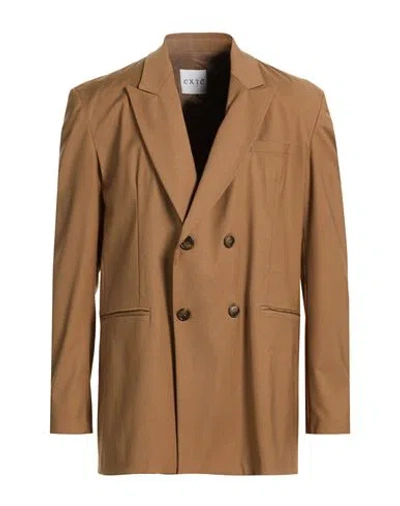 Exte Man Blazer Camel Size 40 Polyester, Wool, Viscose